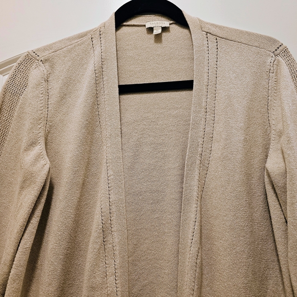 Talbots Open Front Cardigan Sweater Size M Neutral Cotton Blend Lightweight - Picture 3 of 6